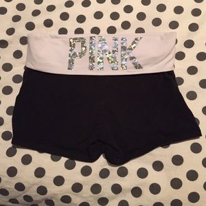 PINK yoga fold over shorts