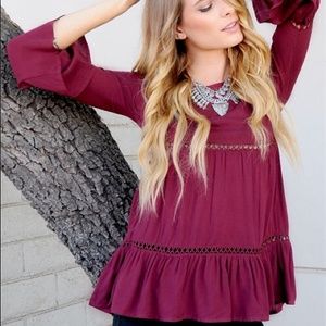 Maroon Boho Top