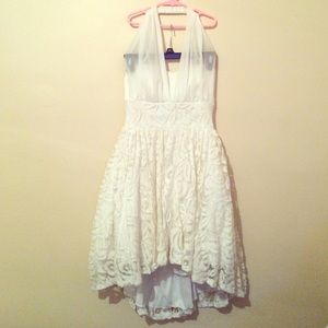 A beautiful lace subtle high-low dress