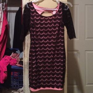 Black and pink lace dress