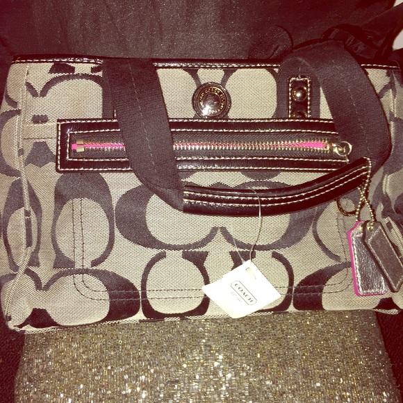 Black and Grey Coach Handbag