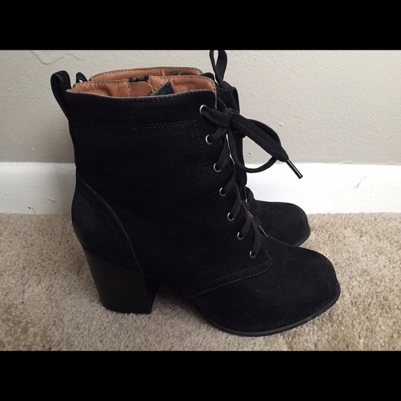Black lace up booties