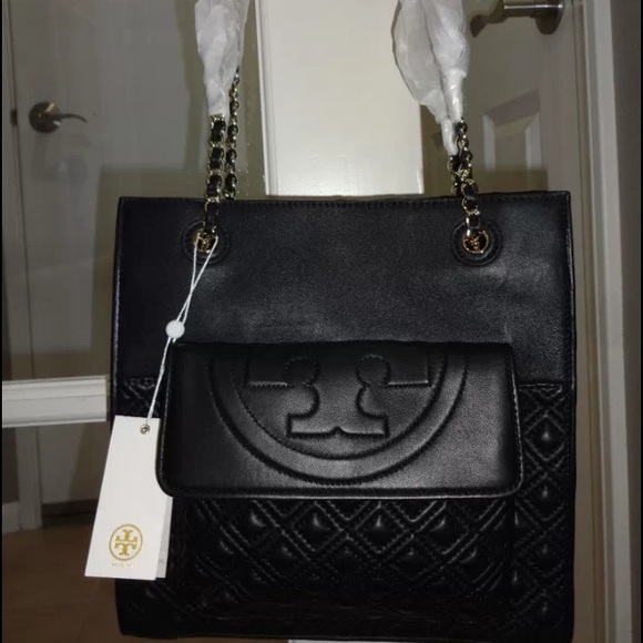 NWT Tory Burch Fleming Small Tote in Black - Picture 2 of 3
