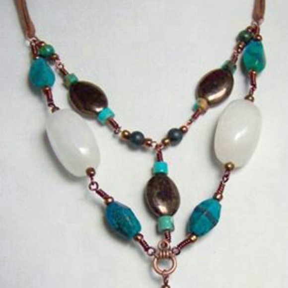 Handcrafted, Ethnic Stone Bib Pendant Necklace - Picture 1 of 2