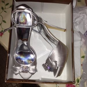 Silver strapped heels