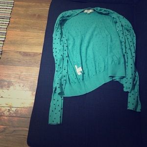 Loft turquoise cardigan with hearts