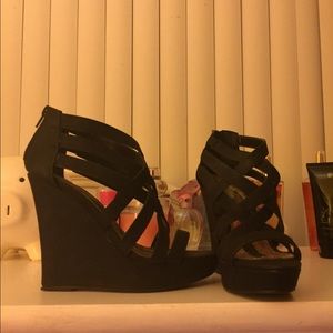 Black Strappy Wedge heels