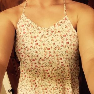 LA hearts floral, lace back tank top