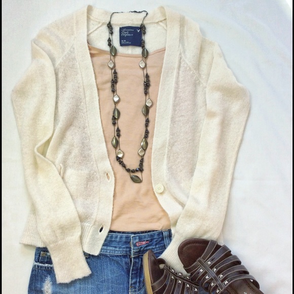 American Eagle Outfitters Sweaters - "AEO" Cardigan, off white.