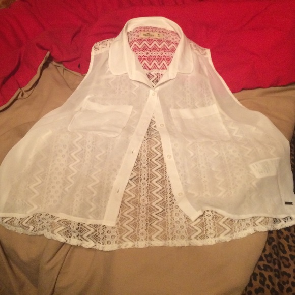 Never worn, Hollister white sheer blouse