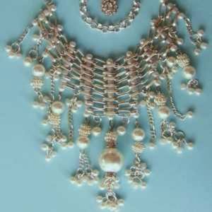 Handcrafted, Glamorous Glass Pearl Bib Necklace