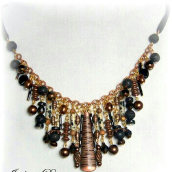 Handcrafted, Ethnic, Gypsy Jasper Bangle Necklace - Picture 1 of 1