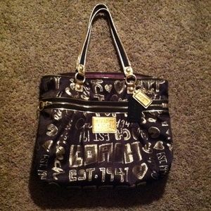 Large black & gold Coach handbag- Like new!