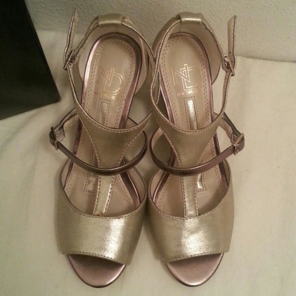 NIB ND Gold Silver Colorblock wedge sandals 6 - Picture 2 of 4