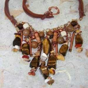 Handcrafted, Tiger Eye Tribal Goddess Necklace