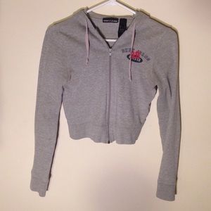 Gray Cropped DKNY Zip-up