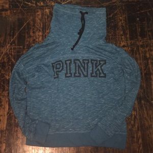Blue pink jacket with mock neck