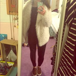 Furry creme coat Brand New