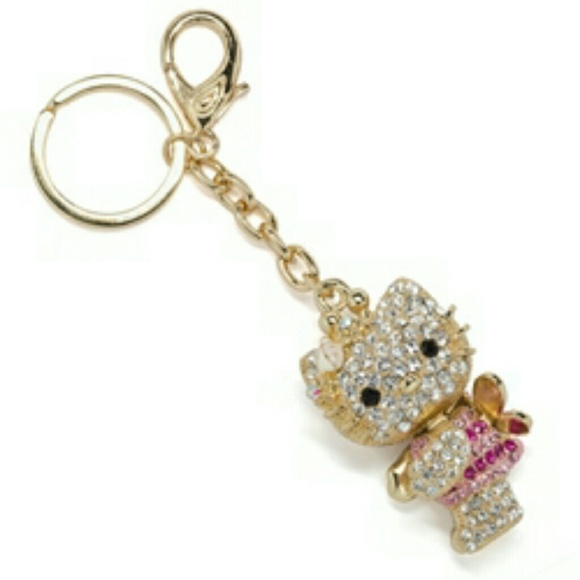 NWT Hello Kitty Keychain w Swarovski Crystals