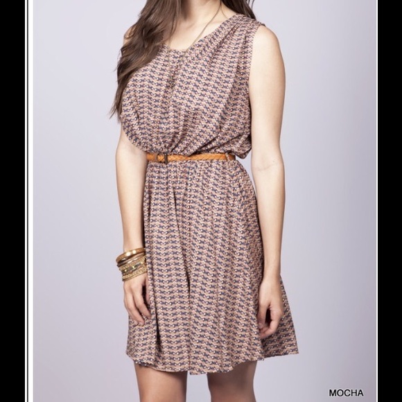 Mocha belted dress