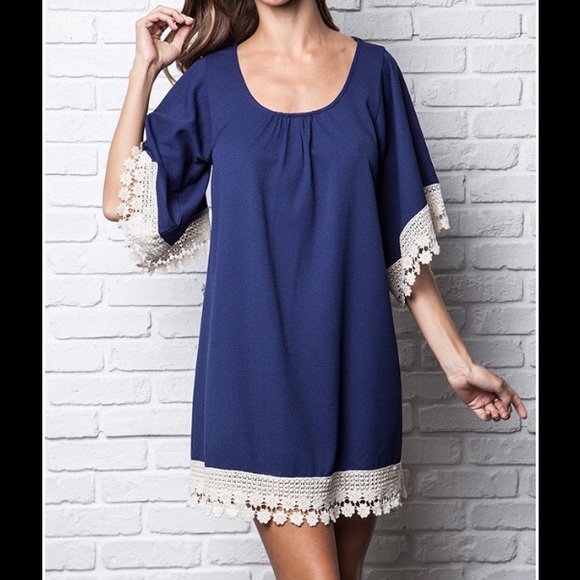 Navy lace trimmed dress/tunic