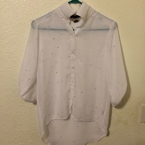 Loose button up with rhinestones