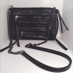 REDUCED Black Leather 3zip Cross Body