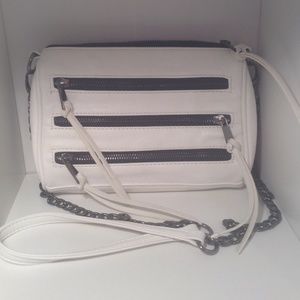 REDUCED White Leather 3zip Crossbody