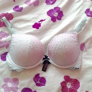 White/mint and black VS bra