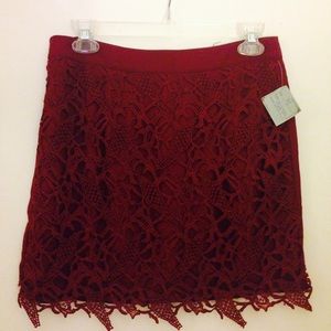 Maroon lace skirt