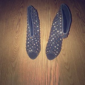 Black studded boot heels