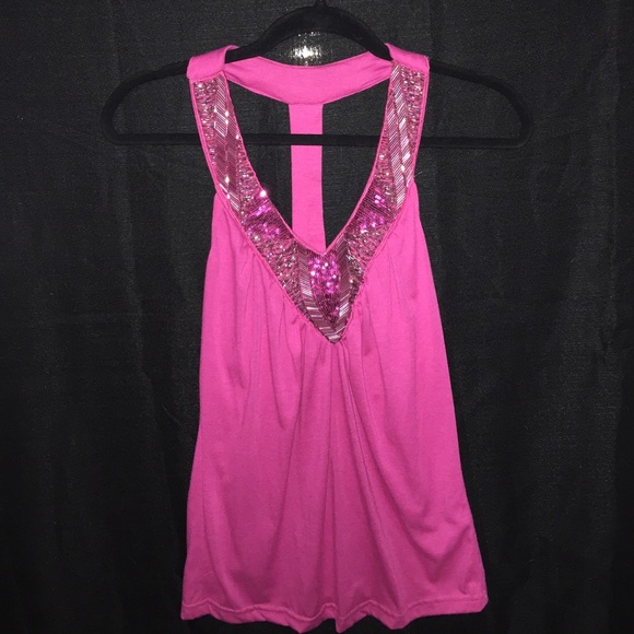 Pink Sequin and Beaded Tank
