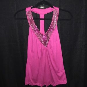 Pink Sequin and Beaded Tank