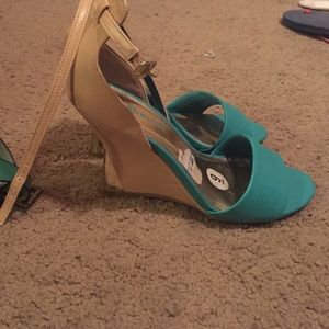 Teal and Tan Dollhouse wedges!!!