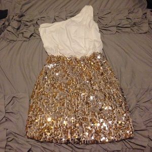 Gold Sparkly One Shoulder Dress