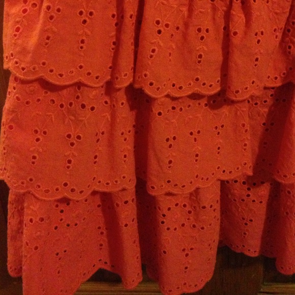 Coral Eyelet Ruffle Dress 🎀🙊👑 - Picture 3 of 4