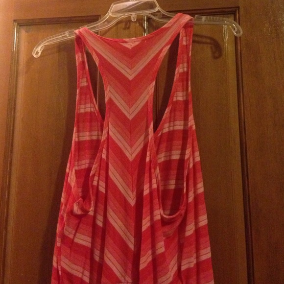 Pink, coral, and cream striped summer dress - Picture 2 of 2