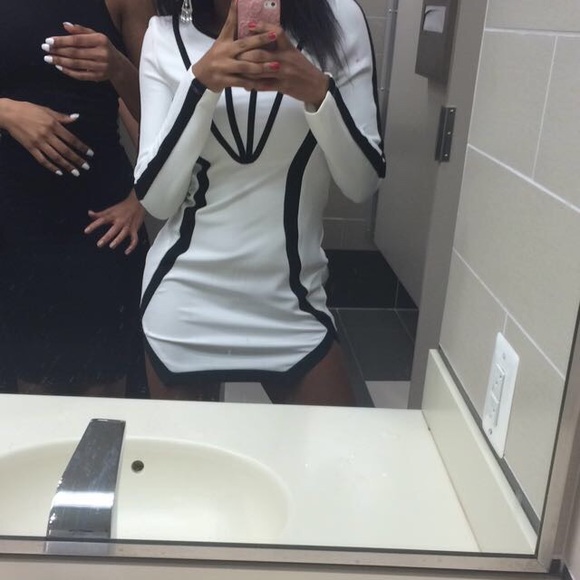 Long sleeve black and white dress