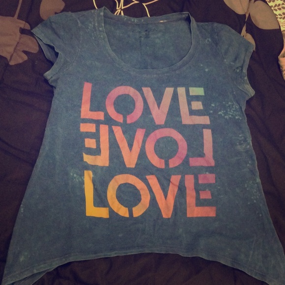 A blue love bleached dots effect shirt