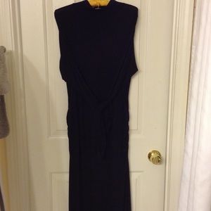 Long Black short neck long sleeves long dress
