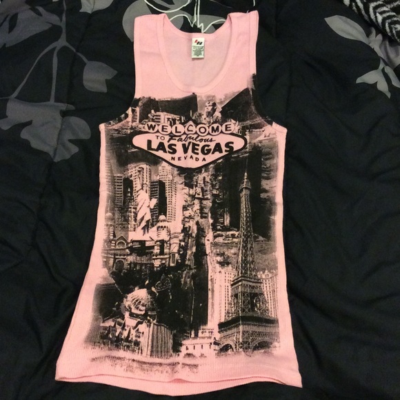 A size:Small light pink Las Vegas tank top.