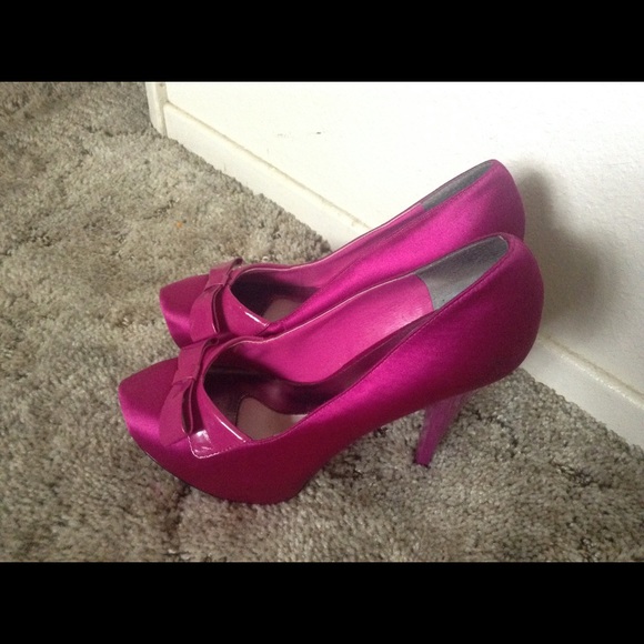 Pink high heels.