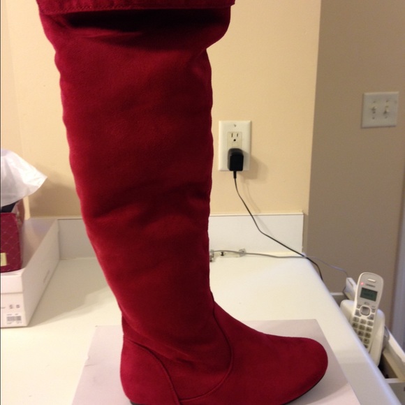 Suede red shoes