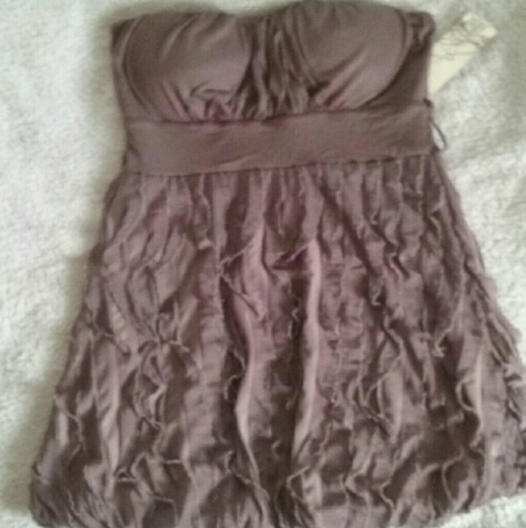 NWT**Tan flowy ruffled dress or top - Picture 2 of 4