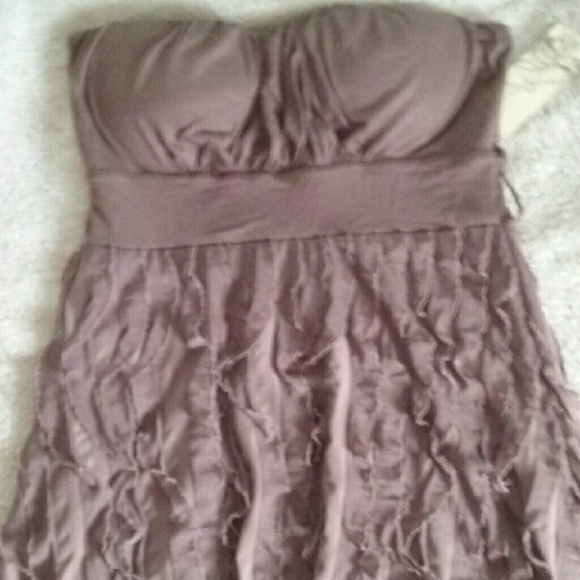 NWT**Tan flowy ruffled dress or top - Picture 3 of 4