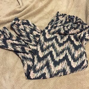 Silky pink and grey sweats.