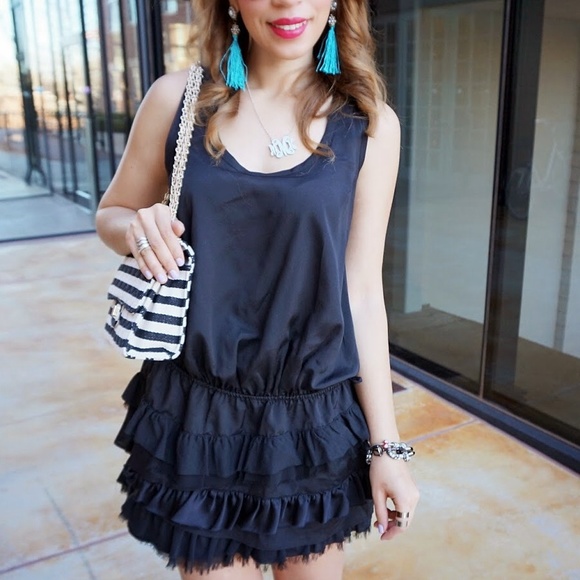 Apostrophe Black Ruffle Skirt Dress - Picture 2 of 2