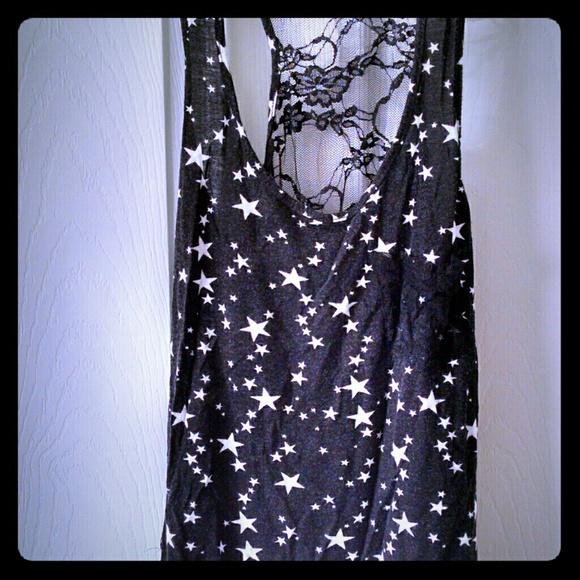 Star patterned black tank top