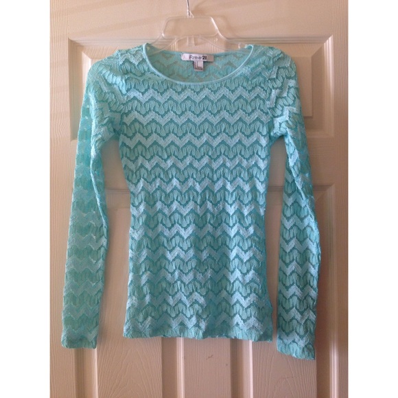 Mint lace top with gold