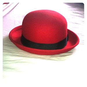 Red felt hat